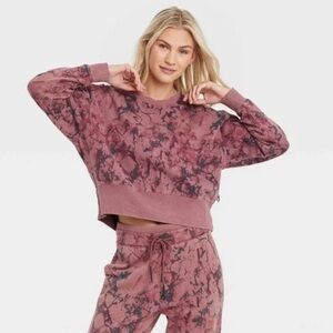 JoyLab French Terry Acid Wash Crewneck Sweatshirt Size Medium